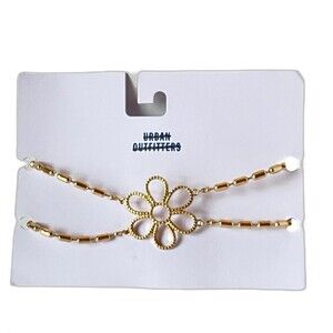 Urban Outfitters Choker Necklace Gold  Tone Flower Center  New With Tags